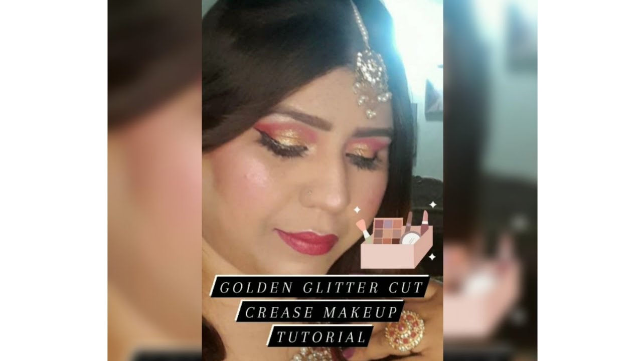 Golden glitter cut crease makeup tutorial ♥️ YouTube