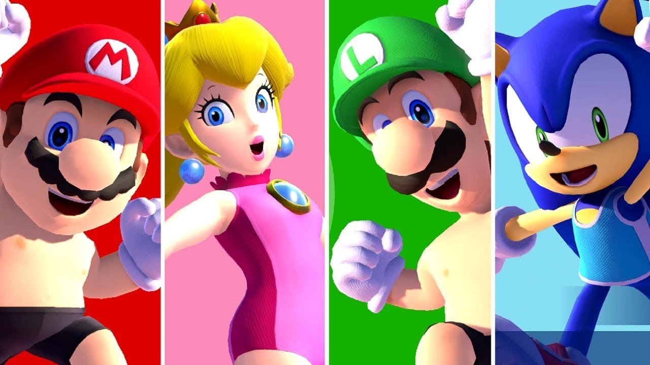 Mario & Sonic at the Summer Olympic Games 2020 - Swimming - All Characters (4K HD)