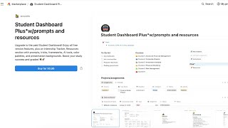 👩‍🎓👨‍🎓Paid notion template preview | Student Dashboard Plus*w/prompts and resources #notionai