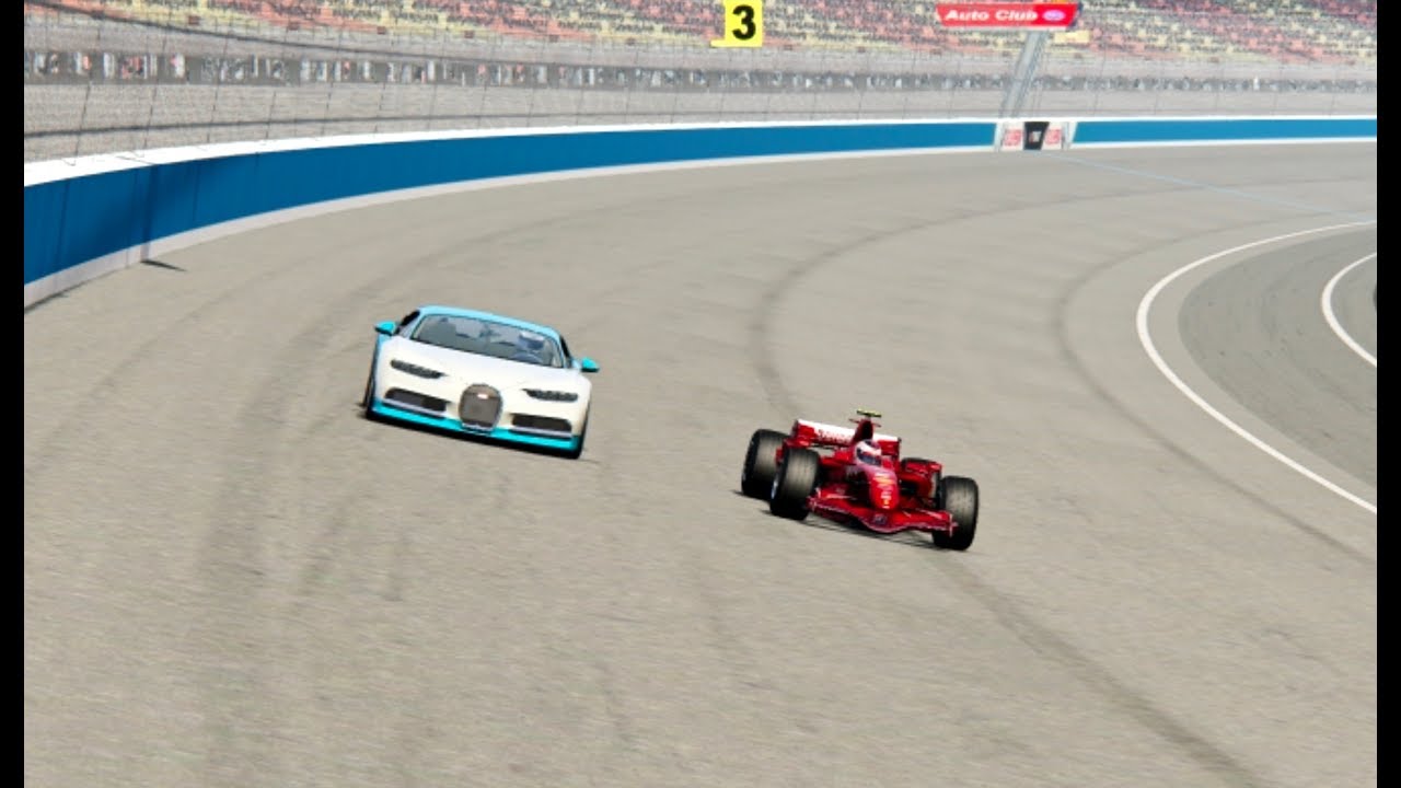 Bugatti Chiron vs Ferrari F1 2007 - OVAL TRACK - YouTube