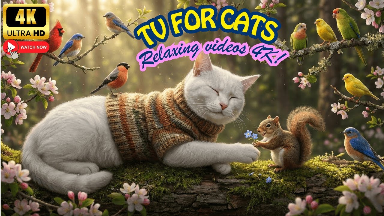 Cat TV 4K 🐾 Peaceful Forest Birds & Squirrels for Relaxed Cats