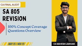 SA 805 Revision - CA Mahesh Lamkane #SA805 #cafinalaudit #cafinalauditrevision