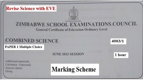 ZIMSEC June 2023, Combined Science Paper 1, Marking Scheme
