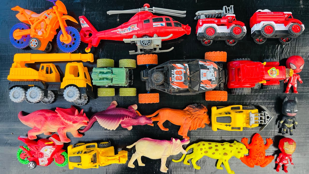 Membersihkan Mainan, Ben truck,excavator, tractor, helicopter,motorcycle, cars videos,bulldozer,jcb