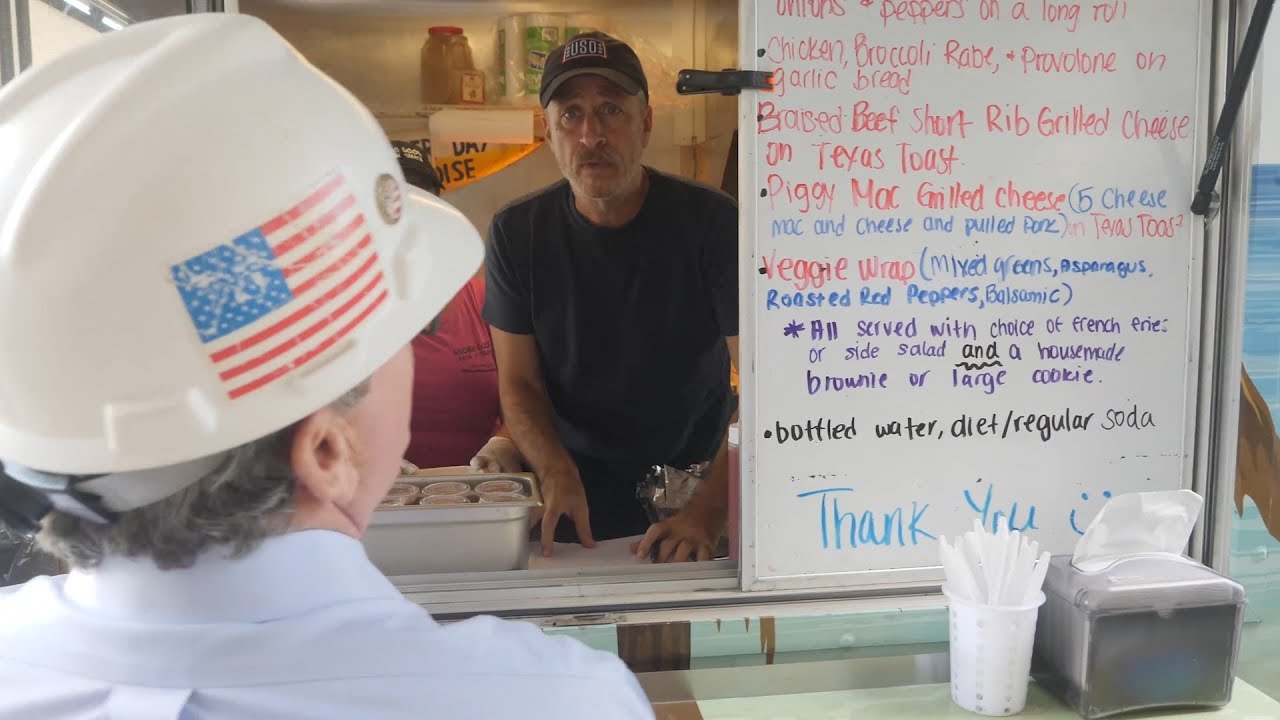 Jon Stewart Surprises Construction Workers with Food Truck Lunch