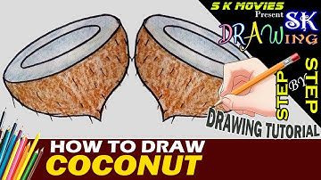 How to draw a Coconut | Coconut | Easy Drawing step by step Tutorial