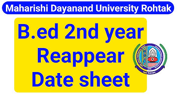 Mdu bed 2nd year reappear date sheet | mdu bed date sheet 2022 | mdu bed 2nd year daesaheet 2022