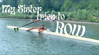 My Sister (novice) tries ROWING || funny fail video