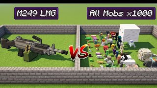 Action-Packed: M249 LMG vs 1000 MOBS! 😱 (Unstoppable Power) #m249_op #minecraft 