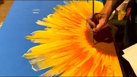 Huge 24"x36" Sunflower Swipe!  Fluid Art / Acrylic Pouring Tutorial