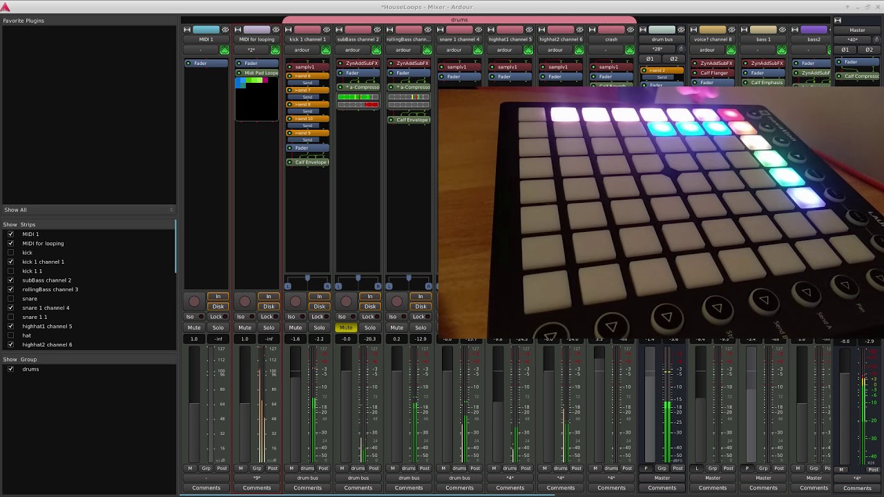 Looping with Ardour and a Novation Launchpad 2 - YouTube