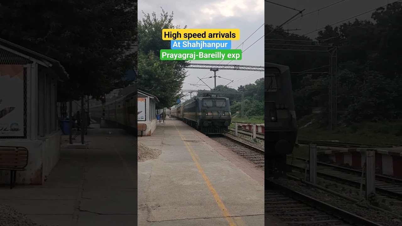 High speed arrivals at Shahjahanpur || Peayagraj-bareilly exp || Indian railways || train shorts