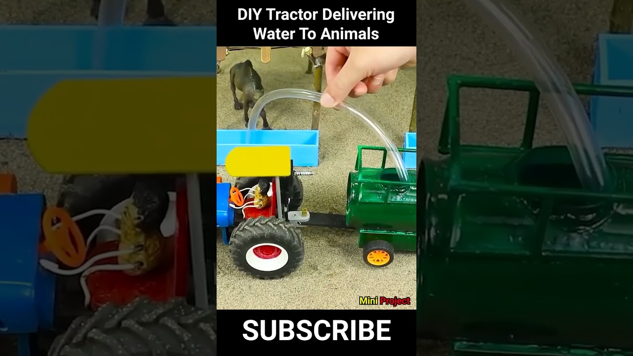 DIY Mini tractor delivering water to animals | Science project 