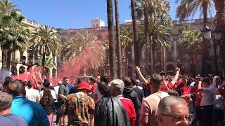 Liverpool fans sing songs in plaza real before the uefa champions
league semi final between barcelona and liverpool. please subscribe,
like video sha...