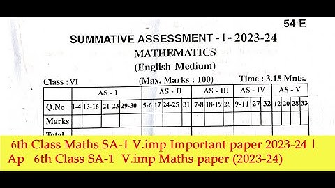 ap 6th class sa1 Maths💯real question paper 2023-24| 6th class Maths sa1 question paper 2023 answer