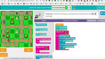 Code.org course Express 2018 Stage 15 Puzzle 9 | Class 15 Until Loops in Maze Puzzle 9
