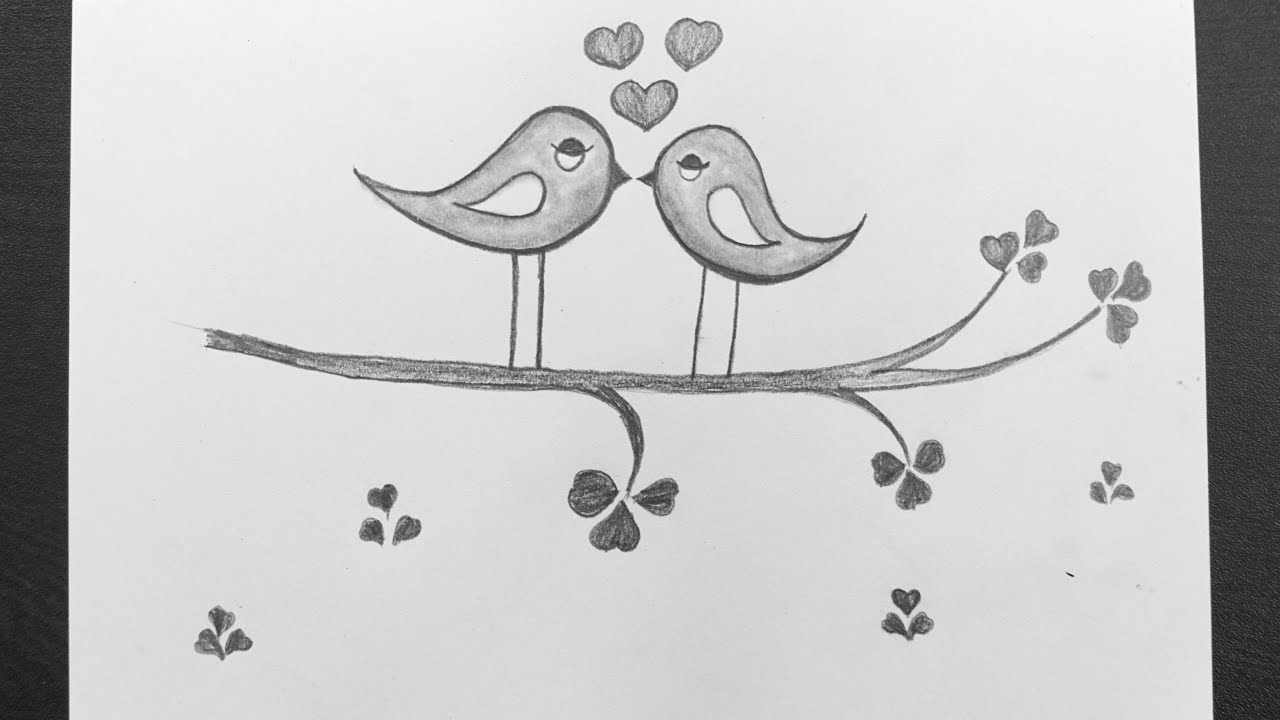 How To Draw Love Birds Love Birds Drawing Easy Love