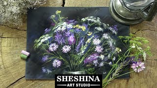 How to draw a bouquet of wildflowers with soft pastels 🎨 FLOWERS screenshot 2