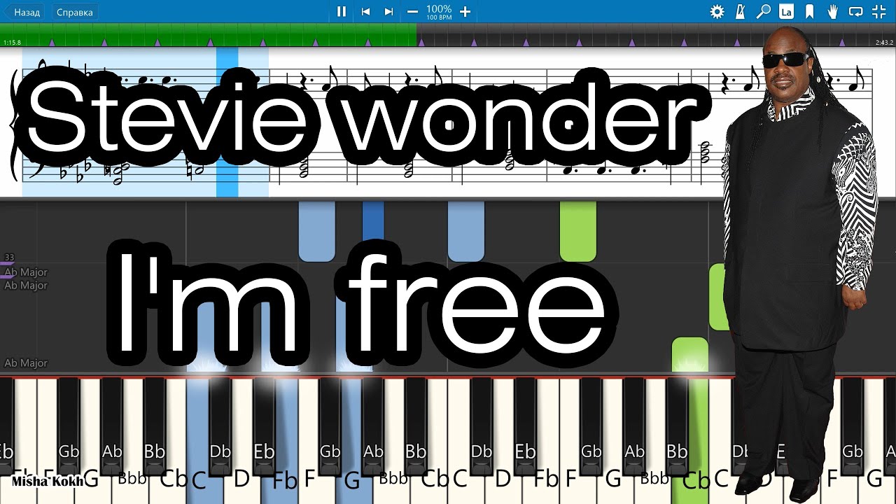 Stevie wonder - I'm free [Piano Tutorial | Sheets | MIDI] Synthesia