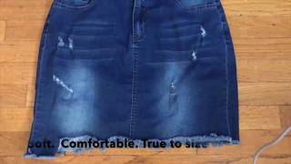 Lexiart Blue Jean Skirt For Women Stretchy Distressed Short Denim Mini Skirts