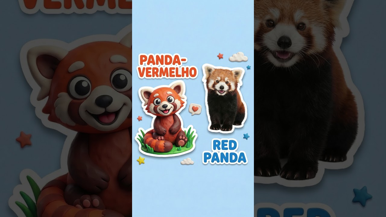 Learn Animals: Red Panda  #shorts #europeanportuguese #english