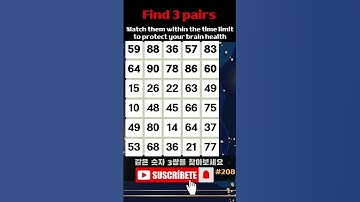 Find 3 pairs of equal numbers #208#brain #puzzle #dementia #quiz #mathstricks #mathematics #
