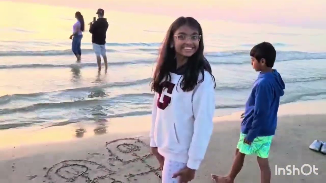 Beautiful sunset at Saugeen beach on a full moon day 