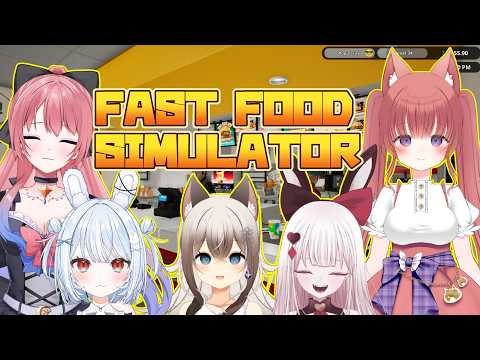 【#fastfoodsimulator】5人コラボ！おいしいハンバーガーを作るぞ！【#Vtuber】の配信サムネイル