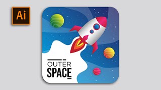 How To Make Space Rocket Icon Design In Adobe Illustrator