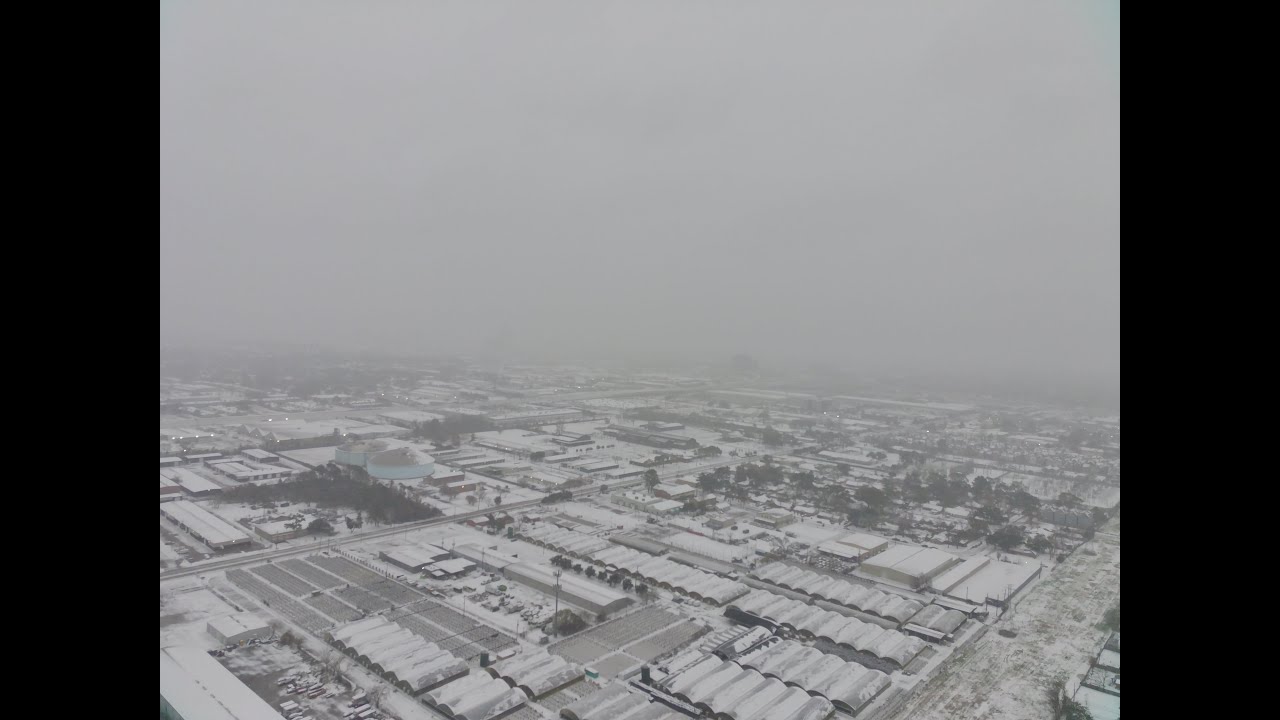 Heavy Snowfall Over Houston Texas & The Addicks Dam 2025 (4K Drone)