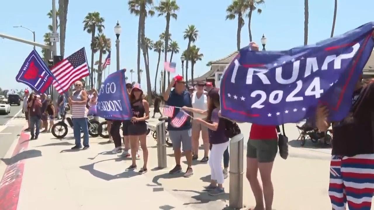 Trump supporters gather in California after Trump rally shooting - YouTube