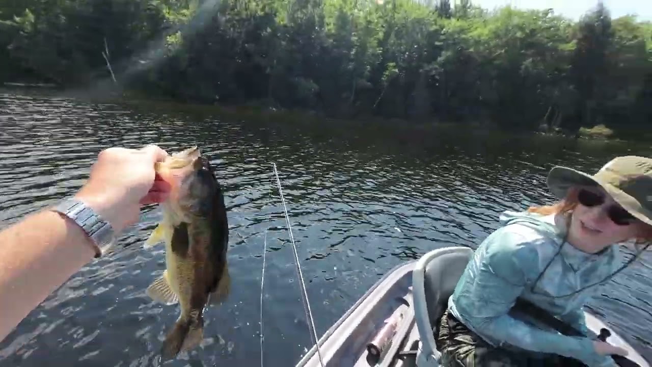 Spinnerbaits rescued a slow day on the pond Maine bass fishing.