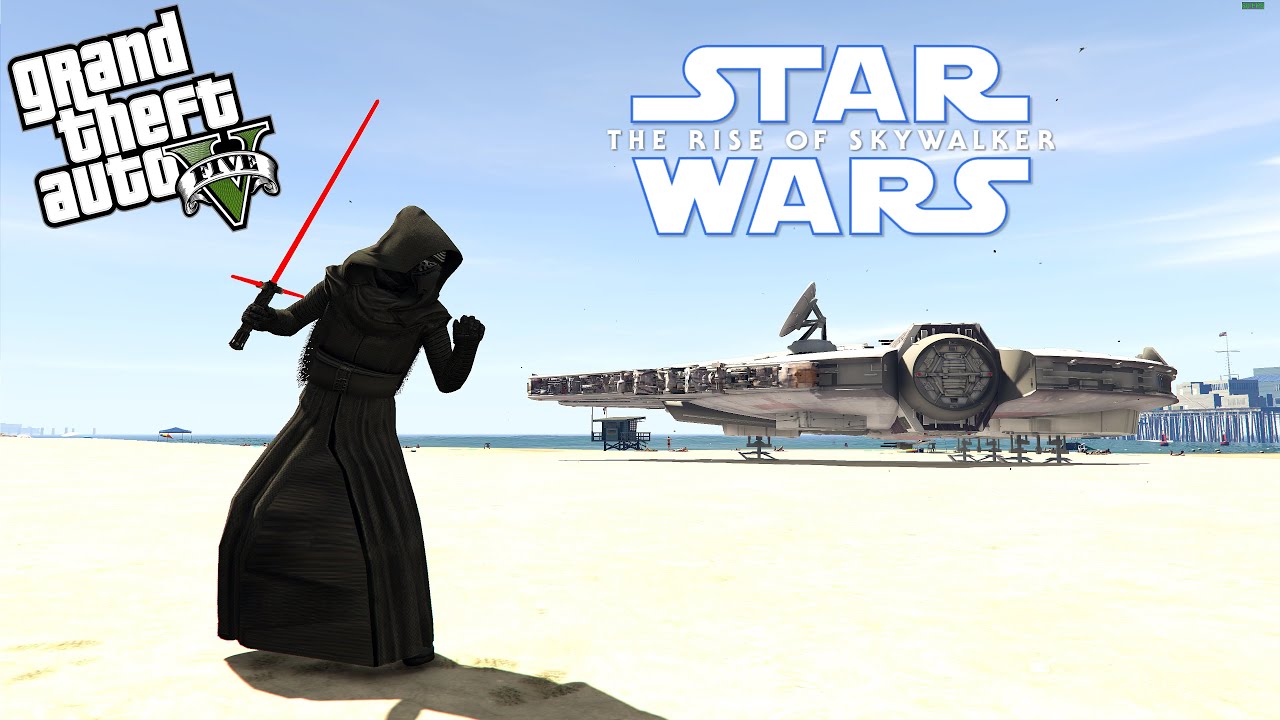 STAR WARS KYLO REN MOD w/ LIGHTSABER & MILLENNIUM FALCON - GTA 5 Mods