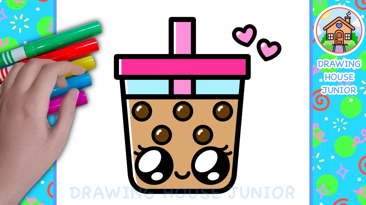 How to Draw Milk Bubble Tea Easy Step by Step for Kids