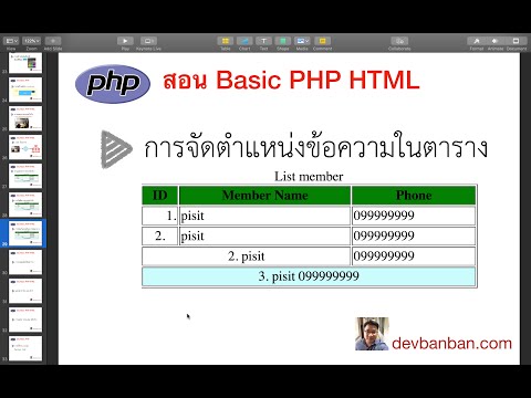 สอน PHP HTML TABLE การจัดตำแหน่งข้อความในตาราง (สอนทำเว็บฟรี)