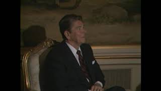 President Reagan Meeting Spanish opposition leader Manuel Fraga on May 7, 1985