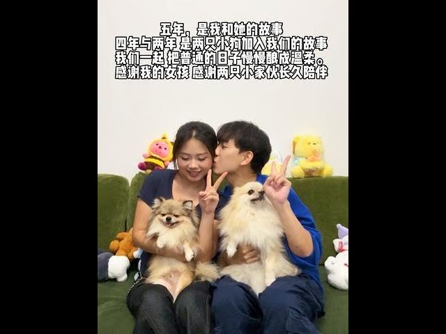 一个人心中只有一个宝贝，而我…有三个宝贝 #博美 #宠物狗 #情侣日常