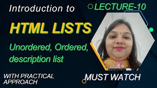 HTML Tutorial: HTML Lists Tags in Hindi | Web Development Tutorials #lec10