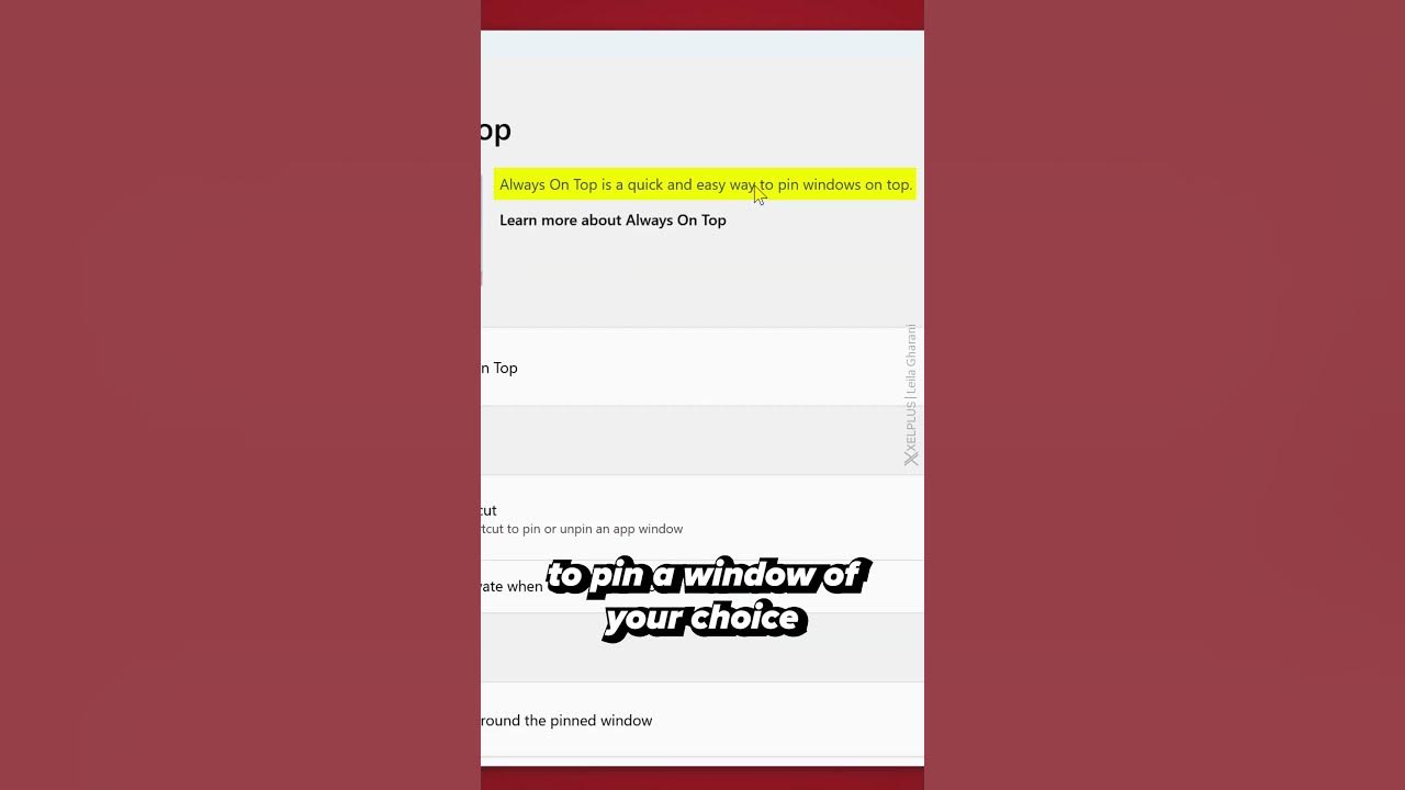 How to keep a window always on top shorts youtube