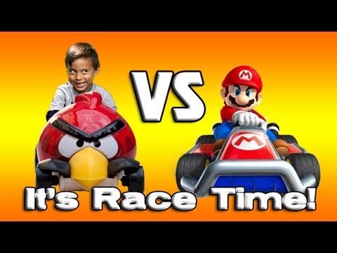 ANGRY BIRDS VS MARIO KART Angry Birds Hot Wheels Slingshot Launch Review Demo 