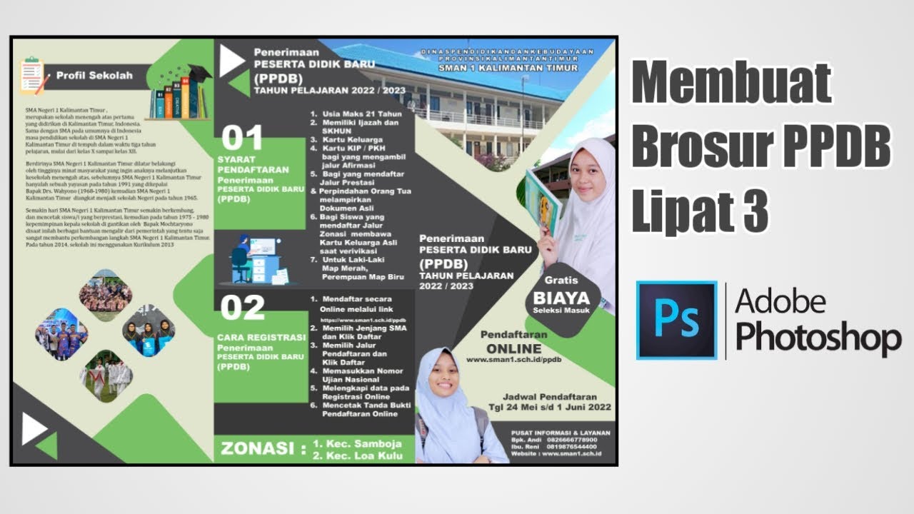 Cara Membuat Brosur Ppdb Lipat 3 Tahun 2022 Pada Photoshop Youtube