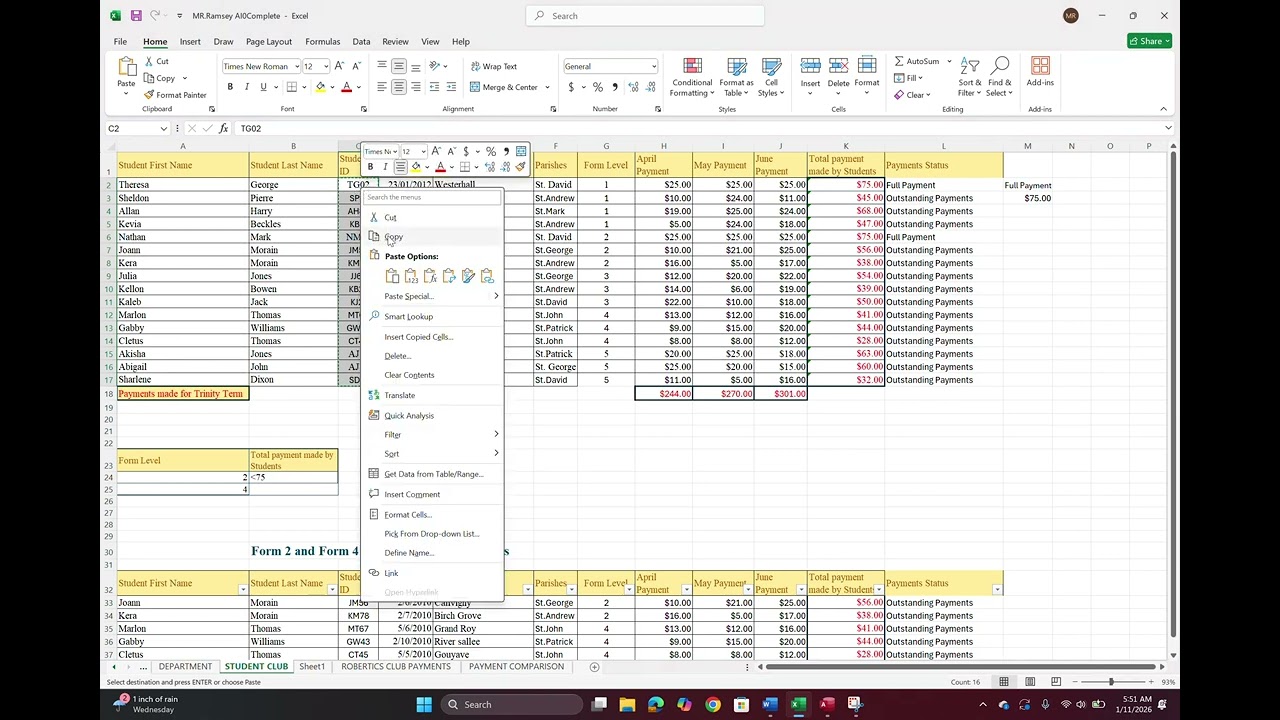 Creating Student Table Access (I.T) SBA 2026