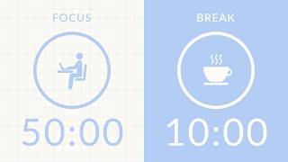 50/10 Pomodoro Timer with White Noise 🎧 7-Hour Study with Me for Deep Focus &amp; ADHD ✨