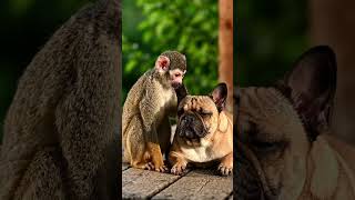 ​#UnlikelyFriends 🐒🐾​#DynamicDuo​#OddCouples​#MonkeyBusiness​#FrenchieLife 🐶​#BestBuds