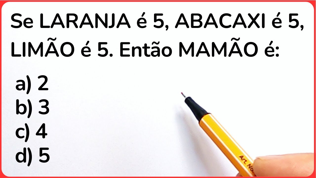 5 QUESTÕES DE RACIOCÍNIO LÓGICO🚀 GRAU 1🔥