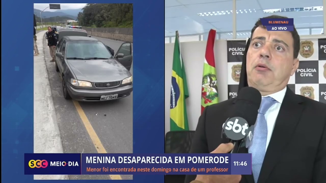 Menina desaparecida em Pomerode é encontrada em casa de professor | Segurança | SCC Meio-Dia
