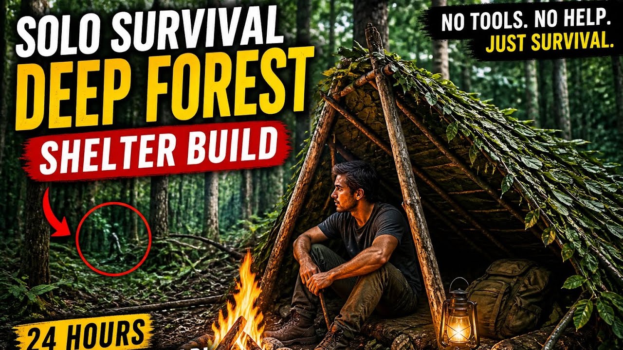 I Survived Alone in a Deep Forest – Built a Hidden Shelter 🏕️ #survival ...