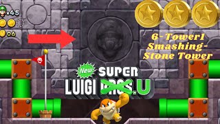 New Super Luigi U Deluxe 6-Tower1 Smashing-Stone Tower All 3 Star Coins Secret Exit 100%