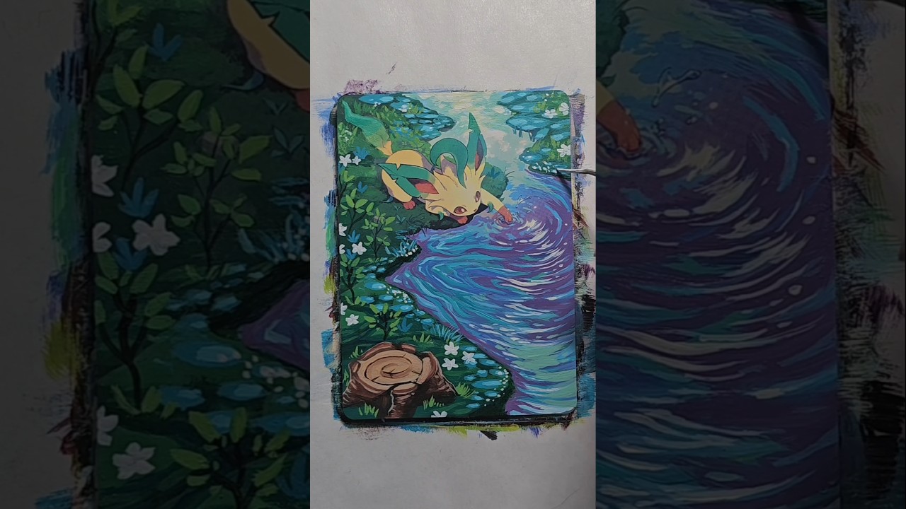 🍃 Leafeon Custom Painted Pokémon Card 