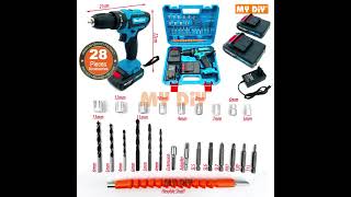 MOSKIYA 36V CORDLESS IMPACT DRILL BATTERY 2 SPEED CONTROL 28PCS ACCESSORIES Gerudi Tanpa Wayar